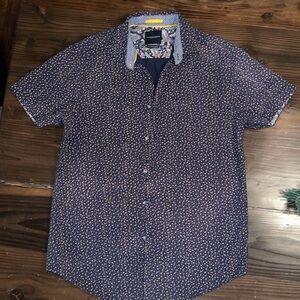 Denim & Flower Dark Blue Floral Button Down Shirt